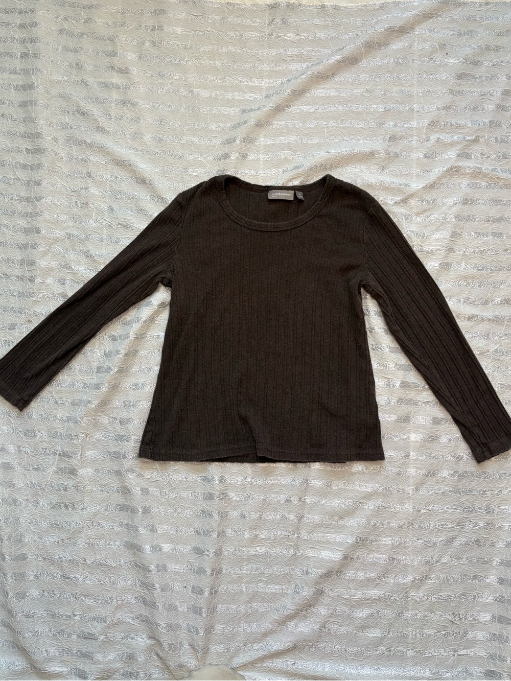 croft & barrow - Brown Ribbed Knit Crewneck Top - Size PL